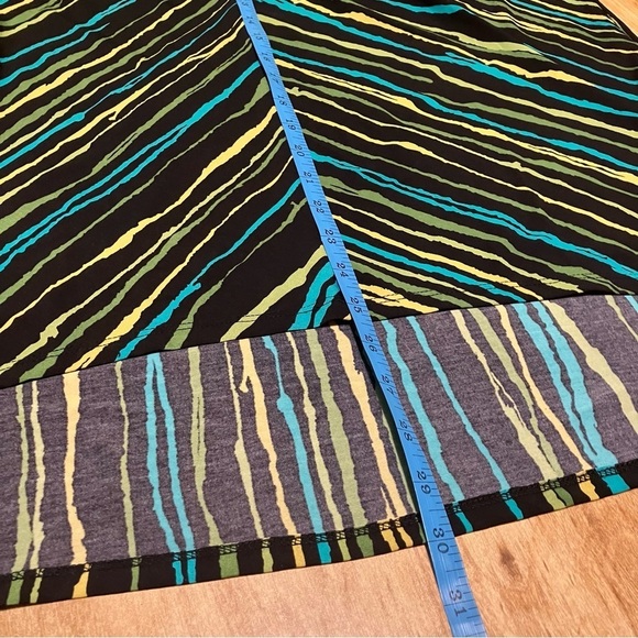 Bob Mackie Wearable Art Green Blue Yellow Striped Top Tunic Shirt Womens Size 1X - Picture 5 of 7